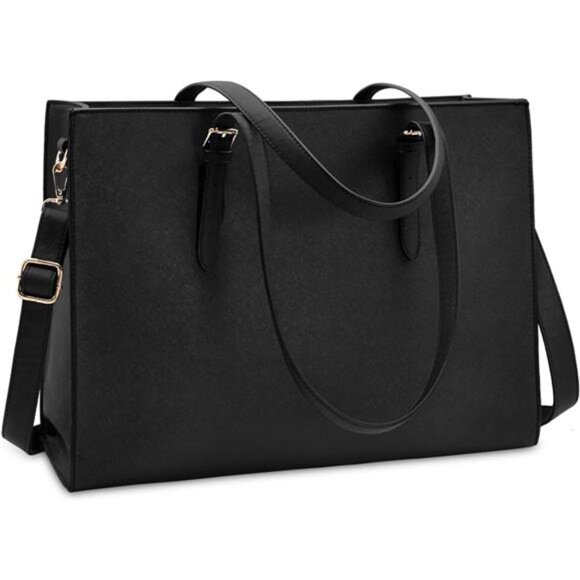 Laptop Bag for Women Waterproof Lightweight Leather 15.6 Inch Computer Tote Bag - Picture 1 of 7